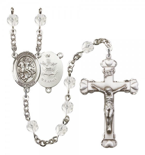 Women's St. George Army Birthstone Rosary - Crystal