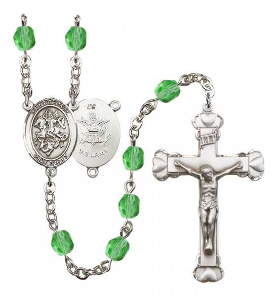 Women's St. George Army Birthstone Rosary - Peridot