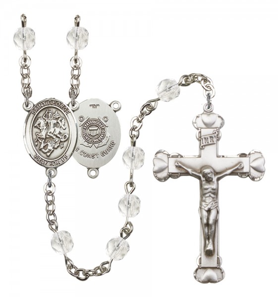 Women's St. George Coast Guard Birthstone Rosary - Crystal