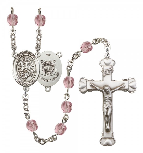 Women's St. George Coast Guard Birthstone Rosary - Light Amethyst