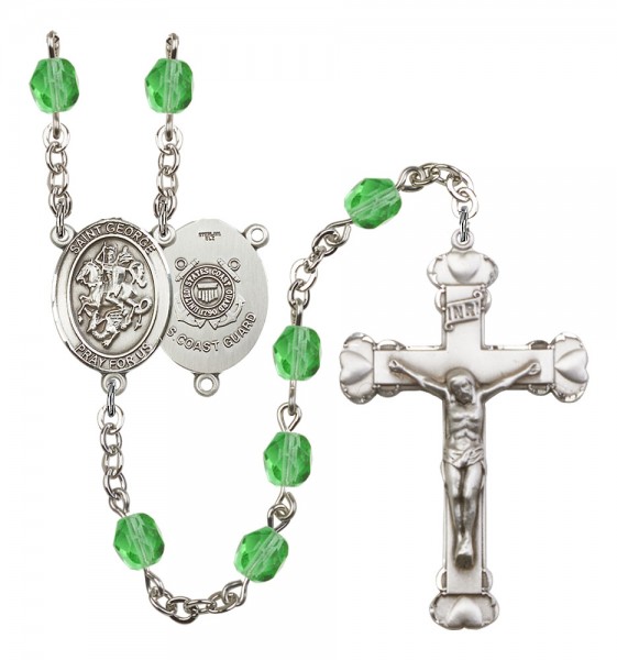 Women's St. George Coast Guard Birthstone Rosary - Peridot
