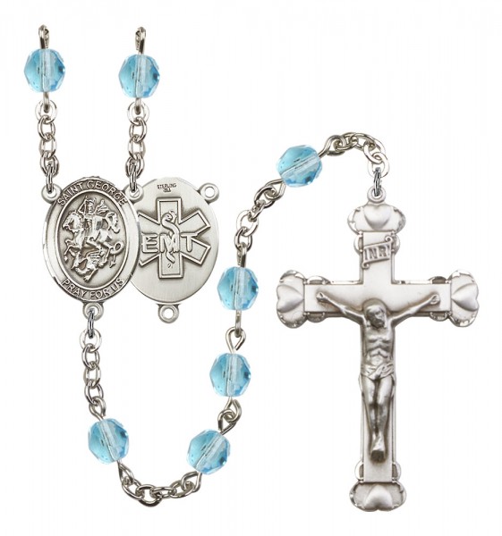 Women's St. George EMT Birthstone Rosary - Aqua
