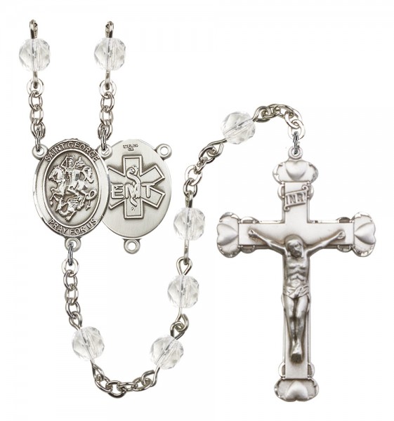 Women's St. George EMT Birthstone Rosary - Crystal
