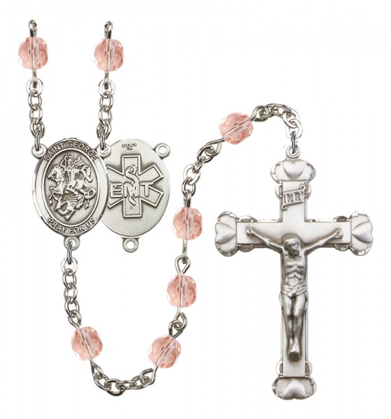 Women's St. George EMT Birthstone Rosary - Pink
