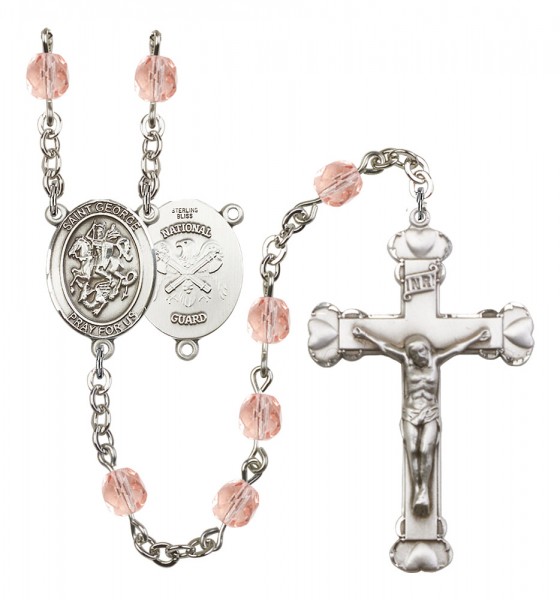 Women's St. George National Guard Birthstone Rosary - Pink