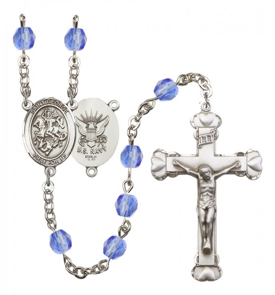 Women's St. George Navy Birthstone Rosary - Sapphire