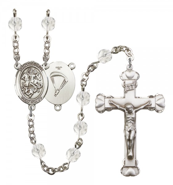Women's St. George Paratrooper Birthstone Rosary - Crystal