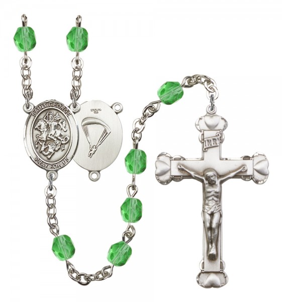 Women's St. George Paratrooper Birthstone Rosary - Peridot