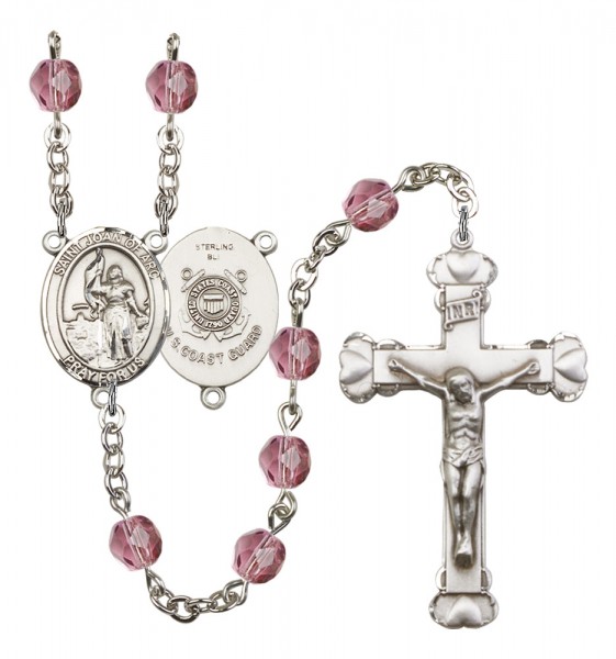 Women's St. Joan of Arc Coast Guard Birthstone Rosary - Amethyst