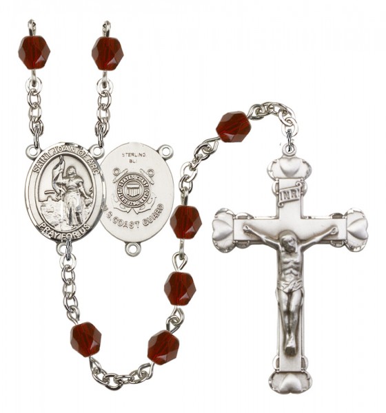 Women's St. Joan of Arc Coast Guard Birthstone Rosary - Garnet