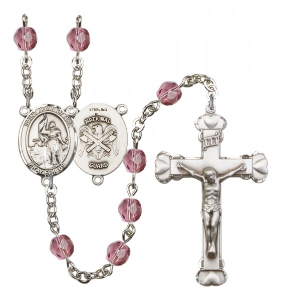 Women's St. Joan of Arc National Guard Birthstone Rosary - Amethyst
