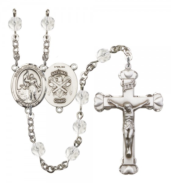 Women's St. Joan of Arc National Guard Birthstone Rosary - Crystal