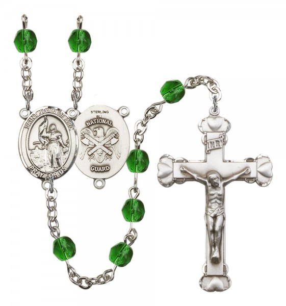 Women's St. Joan of Arc National Guard Birthstone Rosary - Emerald Green