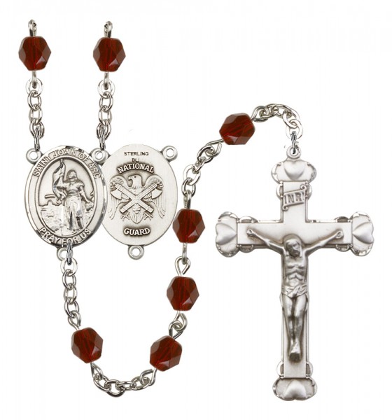 Women's St. Joan of Arc National Guard Birthstone Rosary - Garnet