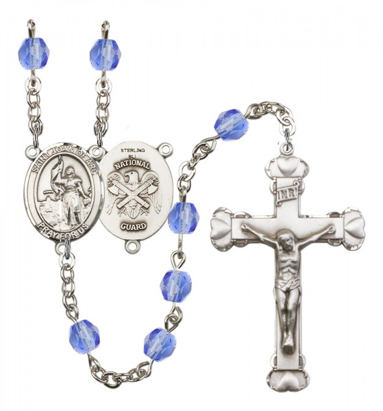 Women's St. Joan of Arc National Guard Birthstone Rosary - Sapphire