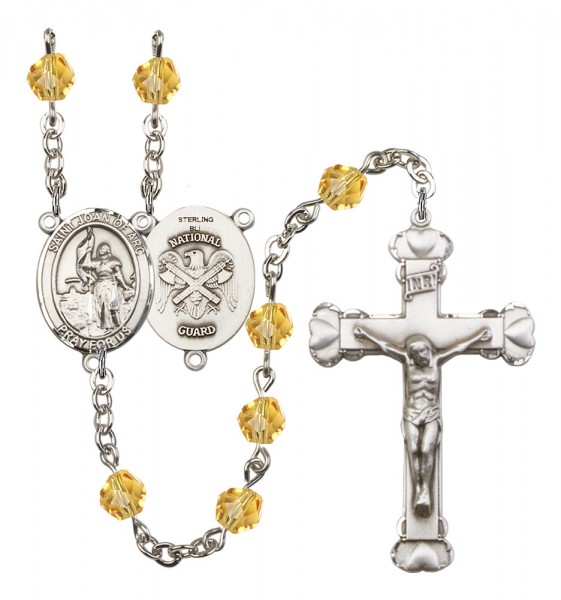 Women's St. Joan of Arc National Guard Birthstone Rosary - Topaz