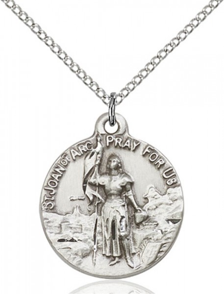 Women's St. Joan of Arc Patron Saint Medal - Sterling Silver