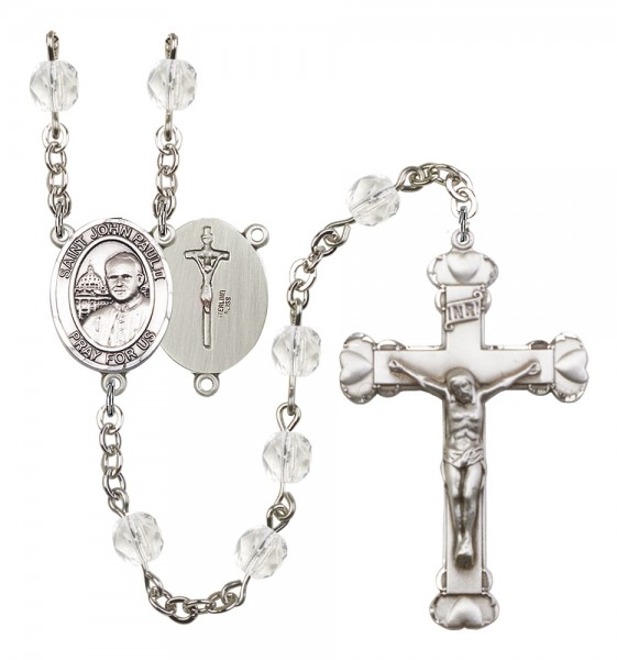 Women's St. John Paul II Birthstone Rosary - Crystal