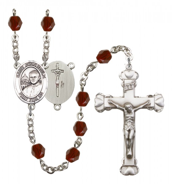 Women's St. John Paul II Birthstone Rosary - Garnet