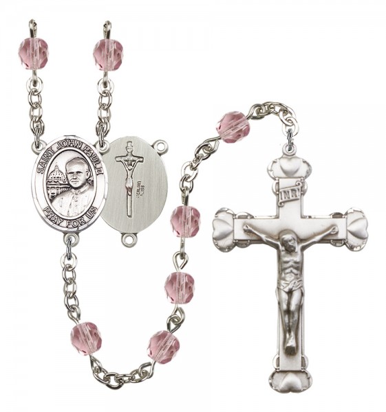 Women's St. John Paul II Birthstone Rosary - Light Amethyst