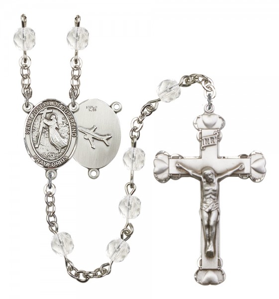 Women's St. Joseph of Cupertino Birthstone Rosary - Crystal