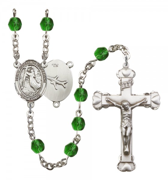 Women's St. Joseph of Cupertino Birthstone Rosary - Emerald Green