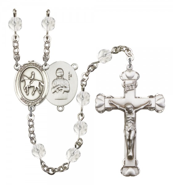 Women's St. Kateri Equestrian Birthstone Rosary - Crystal