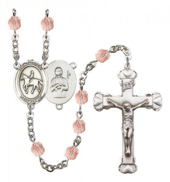 Women's St. Kateri Equestrian Birthstone Rosary - Pink