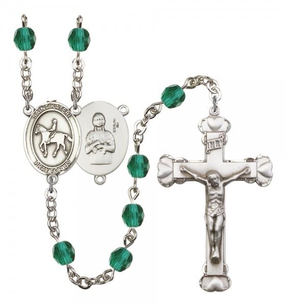 Women's St. Kateri Equestrian Birthstone Rosary - Zircon