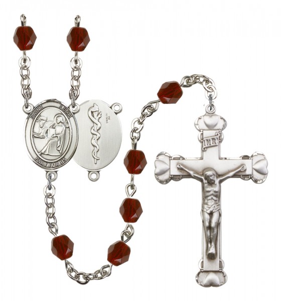 Women's St. Luke the Apostle Doctor Birthstone Rosary - Garnet