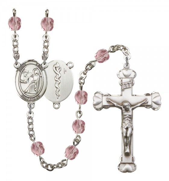 Women's St. Luke the Apostle Doctor Birthstone Rosary - Light Amethyst