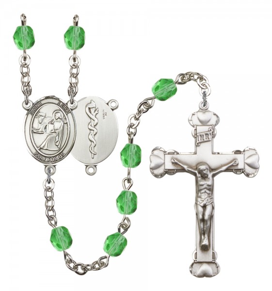 Women's St. Luke the Apostle Doctor Birthstone Rosary - Peridot