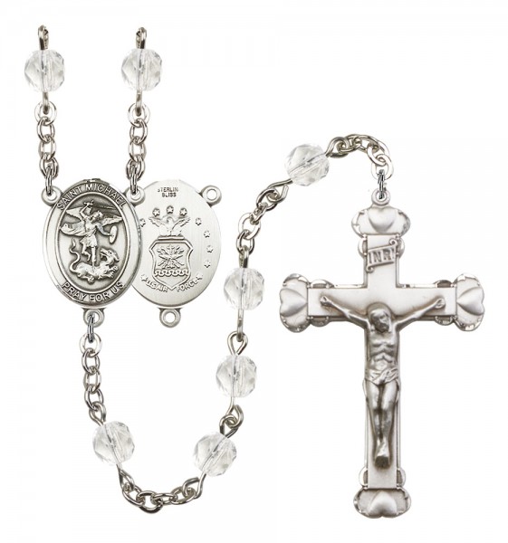 Women's St. Michael Air Force Birthstone Rosary - Crystal