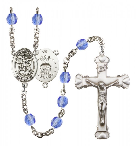 Women's St. Michael Air Force Birthstone Rosary - Sapphire