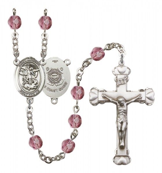 Women's St. Michael Coast Guard Birthstone Rosary - Amethyst
