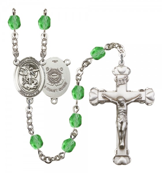Women's St. Michael Coast Guard Birthstone Rosary - Peridot