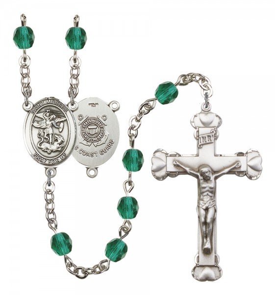 Women's St. Michael Coast Guard Birthstone Rosary - Zircon