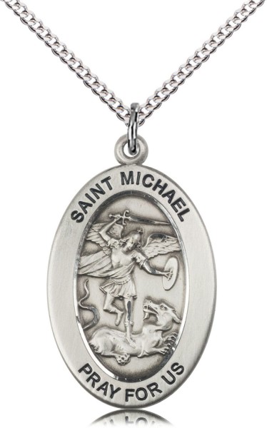 Women's St. Michael of Police Necklace - Sterling Silver