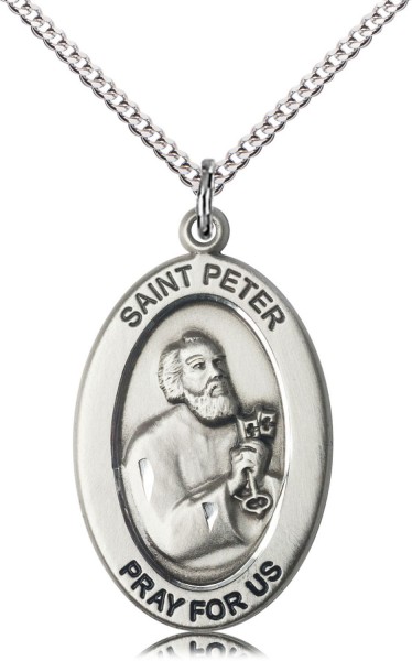 Women's St. Peter of Fisherman Necklace - Sterling Silver