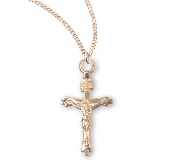 Women's Sterling Silver Petite Crucifix Pendant with Chain - Gold Plated