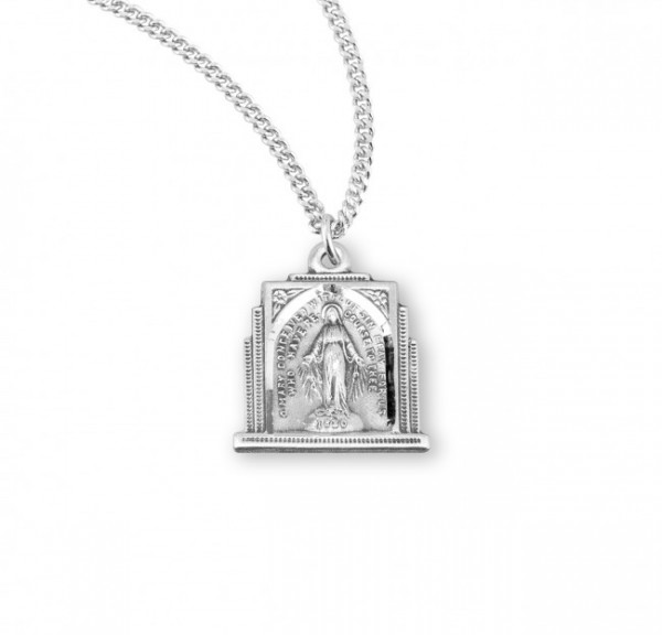 Women's Tiered Border Miraculous Medal - Sterling Silver