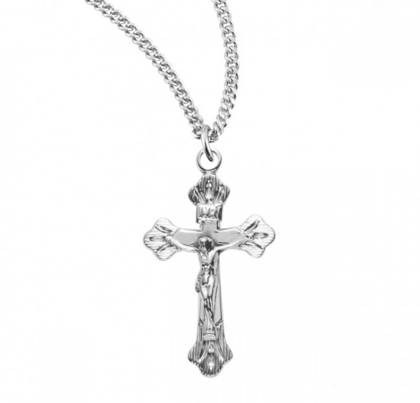 Women's Budded Tip Crucifix Pendant High Polish - Sterling Silver