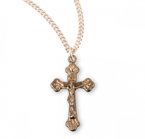 Women's Budded Tip Crucifix Pendant High Polish - Gold Plated