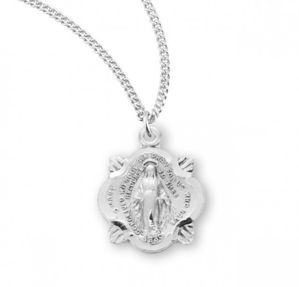 Women's Wide Budded Tip Miraculous Medal - Sterling Silver