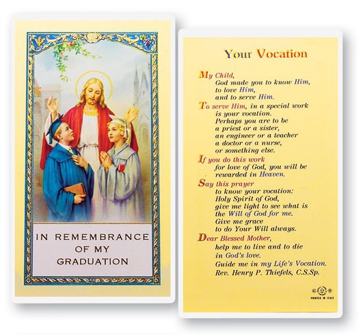 Your Vocation Guidance Laminated Prayer Card - 1 Prayer Card .99 each