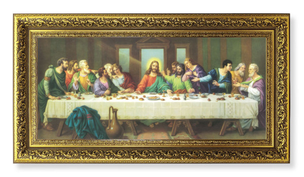 Zabateri Last Supper Print in Ornate Gold-Leaf Frame - 2 Sizes - Full Color