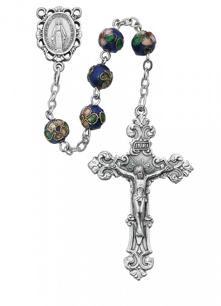 Blue Cloisonne Bead Rosary - Blue