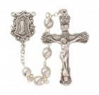 4mm Double Capped Pearl Bead Rosary in Sterling Silver