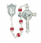 6mm Double Capped Garnet Glass Bead Rosary in Sterling Silver