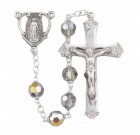 7mm Czech Tin Cut Vitriol Crystal Bead Rosary in Sterling Silver